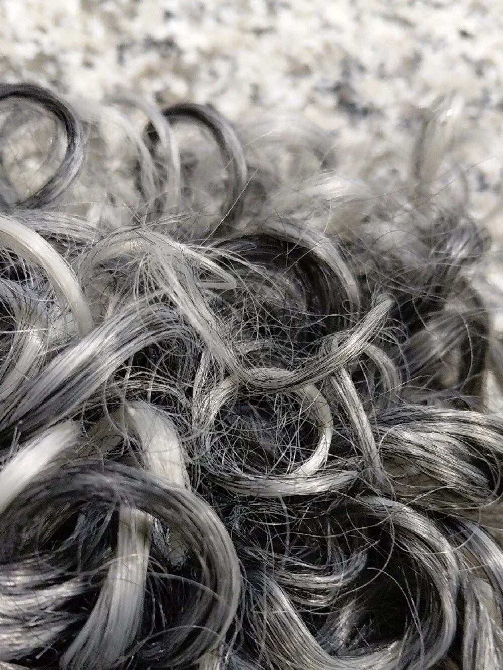 Curly Short Wig in Black & Silver - Women Hair Bun